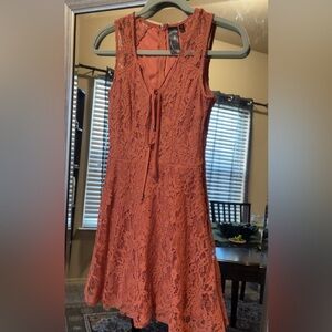 Trixxi Lace V Neck Tie Dress